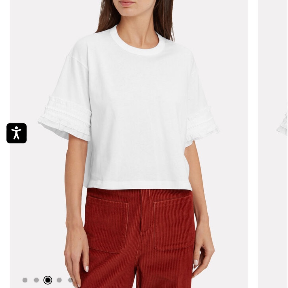 See By Chloe Ruffle Sleeve Crop Silhouette T-Shirt Top